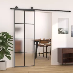   ESG üveg és alumínium tolóajtó fémszerelvény-szettel 76x205 cm