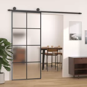   ESG üveg és alumínium tolóajtó fémszerelvény-szettel 90x205 cm