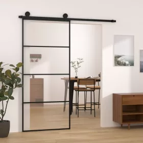   ESG üveg és alumínium tolóajtó fémszerelvény-szettel 90x205 cm