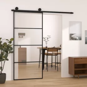   ESG üveg és alumínium tolóajtó fémszerelvény-szettel 90x205 cm