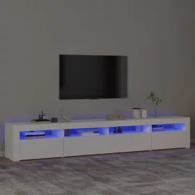 Fehér TV-szekrény LED-lámpákkal 240x35x40 cm