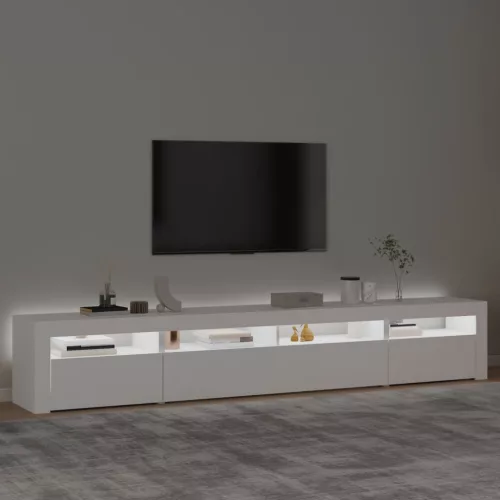 Fehér TV-szekrény LED-lámpákkal 240x35x40 cm