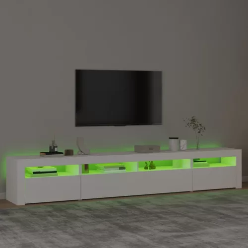 Fehér TV-szekrény LED-lámpákkal 240x35x40 cm