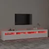 Fehér TV-szekrény LED-lámpákkal 240x35x40 cm