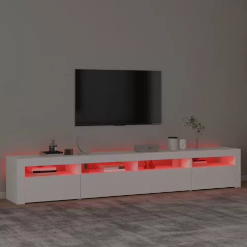 Fehér TV-szekrény LED-lámpákkal 240x35x40 cm
