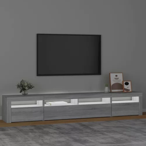 Szürke sonoma színű TV-szekrény LED-lámpákkal 240x35x40 cm