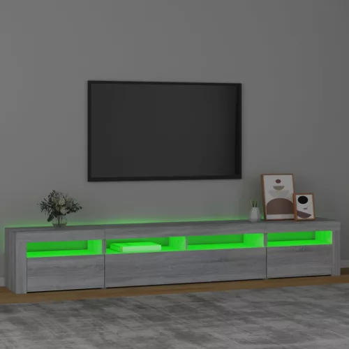 Szürke sonoma színű TV-szekrény LED-lámpákkal 240x35x40 cm