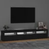 Fekete TV-szekrény LED-világítással 210x35x40 cm