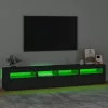 Fekete TV-szekrény LED-világítással 210x35x40 cm