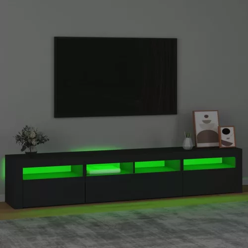Fekete TV-szekrény LED-világítással 210x35x40 cm