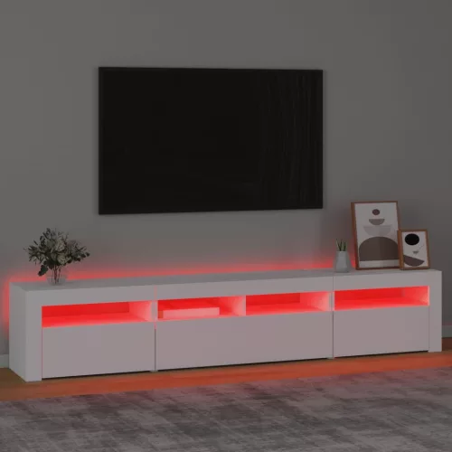 Fekete TV-szekrény LED-világítással 210x35x40 cm