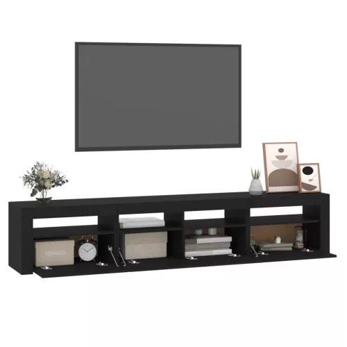 Fekete TV-szekrény LED-világítással 210x35x40 cm