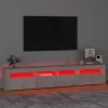 Betonszürke TV-szekrény LED lámpákkal 210x35x40 cm
