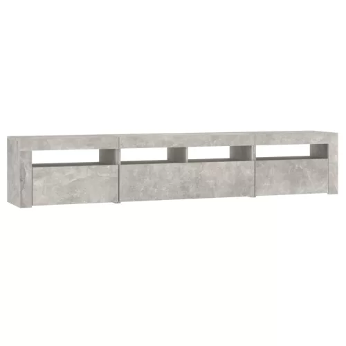 Betonszürke TV-szekrény LED lámpákkal 210x35x40 cm