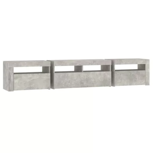 Betonszürke TV-szekrény LED lámpákkal 210x35x40 cm