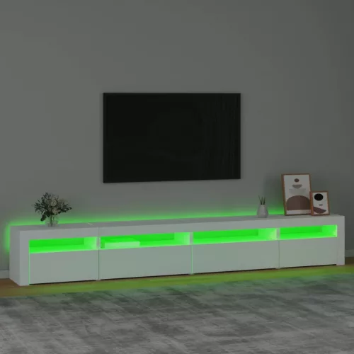 Fehér TV-szekrény LED-lámpákkal 270x35x40 cm