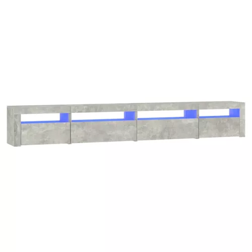 Betonszürke TV-szekrény LED lámpákkal 270x35x40 cm