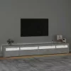 Betonszürke TV-szekrény LED lámpákkal 270x35x40 cm