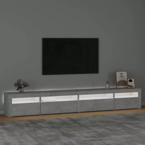 Betonszürke TV-szekrény LED lámpákkal 270x35x40 cm