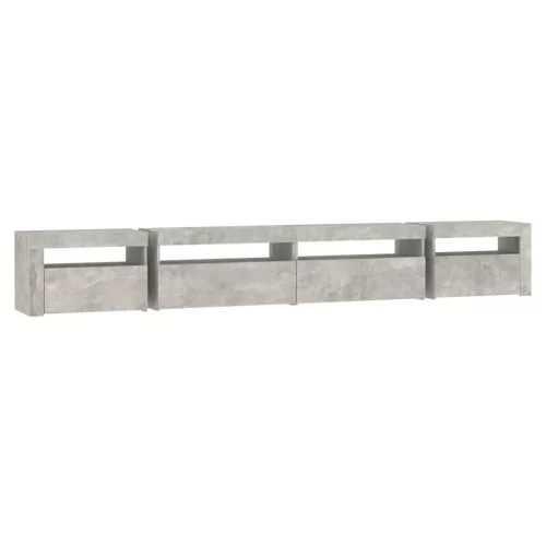 Betonszürke TV-szekrény LED lámpákkal 270x35x40 cm