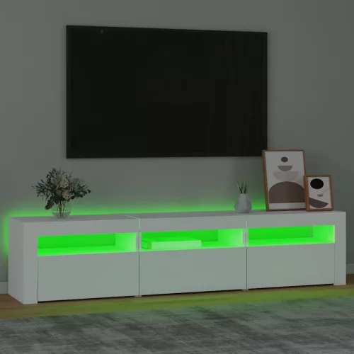 Fehér TV-szekrény LED-lámpákkal 180x35x40 cm