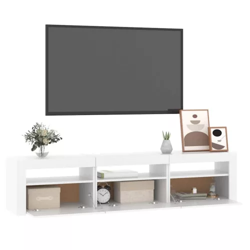 Fehér TV-szekrény LED-lámpákkal 180x35x40 cm