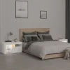 2 db fehér színű LED-lámpás éjjeliszekrény 70x36,5x40 cm