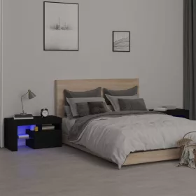   2 db fekete színű LED-lámpás éjjeliszekrény 70x36,5x40 cm