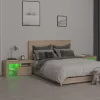2 db sonoma tölgy színű LED-lámpás éjjeliszekrény 70x36,5x40 cm