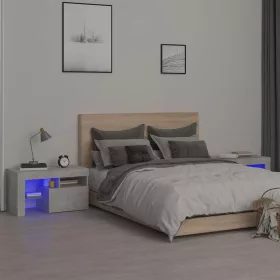   2 db betonszürke LED-lámpás éjjeliszekrény 70x36,5x40 cm