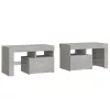 2 db betonszürke LED-lámpás éjjeliszekrény 70x36,5x40 cm