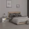2 db betonszürke LED-lámpás éjjeliszekrény 70x36,5x40 cm