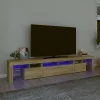 Sonoma tölgy színű TV-szekrény LED-lámpákkal 230x36,5x40 cm