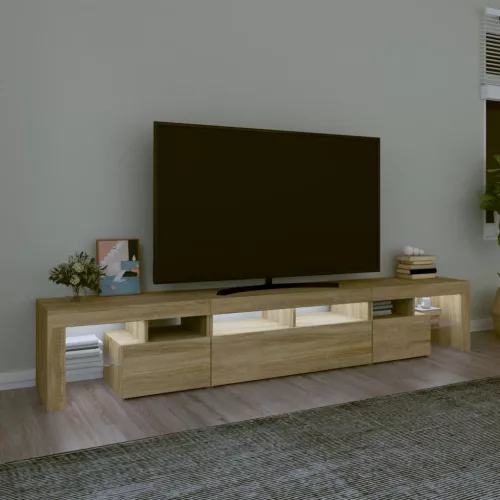 Sonoma tölgy színű TV-szekrény LED-lámpákkal 230x36,5x40 cm