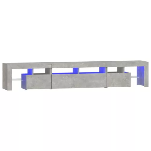 Betonszürke TV-szekrény LED lámpákkal 230x36,5x40 cm