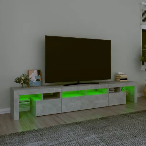 Betonszürke TV-szekrény LED lámpákkal 230x36,5x40 cm