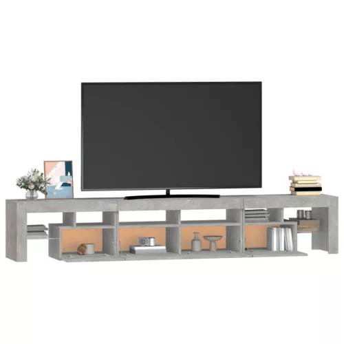 Betonszürke TV-szekrény LED lámpákkal 230x36,5x40 cm