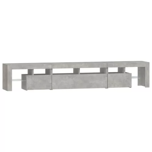 Betonszürke TV-szekrény LED lámpákkal 230x36,5x40 cm