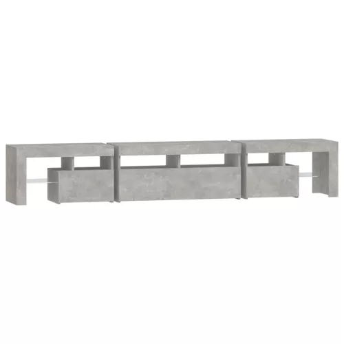 Betonszürke TV-szekrény LED lámpákkal 230x36,5x40 cm