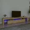Sonoma tölgy színű TV-szekrény LED-lámpákkal 215x36,5x40 cm