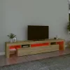 Sonoma tölgy színű TV-szekrény LED-lámpákkal 215x36,5x40 cm