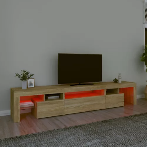 Sonoma tölgy színű TV-szekrény LED-lámpákkal 215x36,5x40 cm