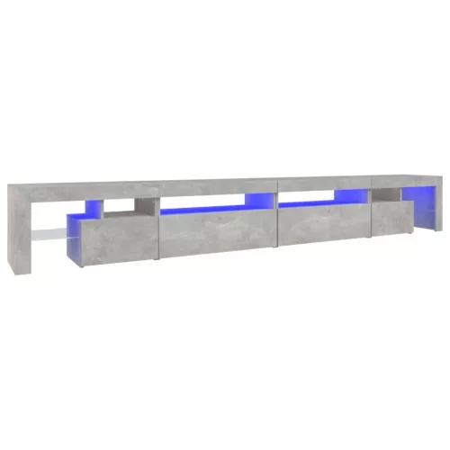 Betonszürke TV-szekrény LED-lámpákkal 290x36,5x40 cm