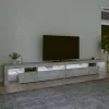 Betonszürke TV-szekrény LED-lámpákkal 290x36,5x40 cm