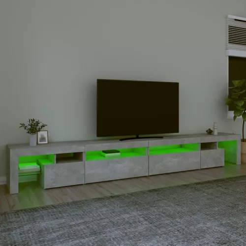 Betonszürke TV-szekrény LED-lámpákkal 290x36,5x40 cm