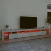 Betonszürke TV-szekrény LED-lámpákkal 290x36,5x40 cm