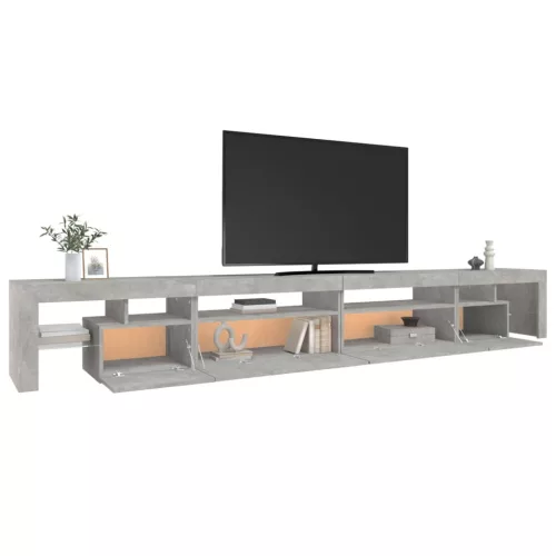 Betonszürke TV-szekrény LED-lámpákkal 290x36,5x40 cm