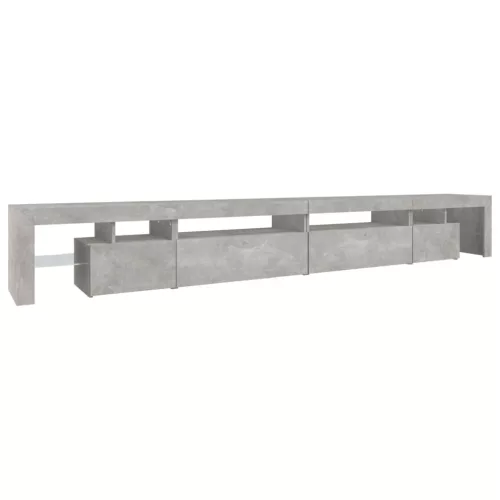 Betonszürke TV-szekrény LED-lámpákkal 290x36,5x40 cm