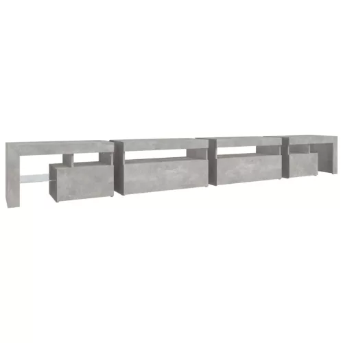 Betonszürke TV-szekrény LED-lámpákkal 290x36,5x40 cm