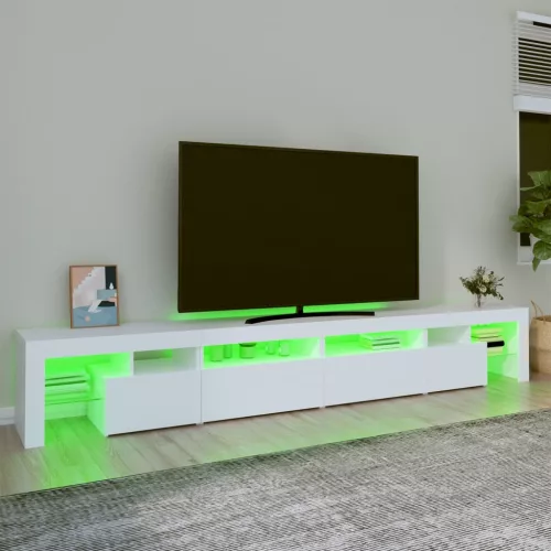 Fehér TV-szekrény LED-lámpákkal 260x36,5x40 cm